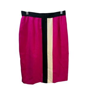 Vintage Midi Pencil Skirt With Front Stripe Design & Back Zipper Closure